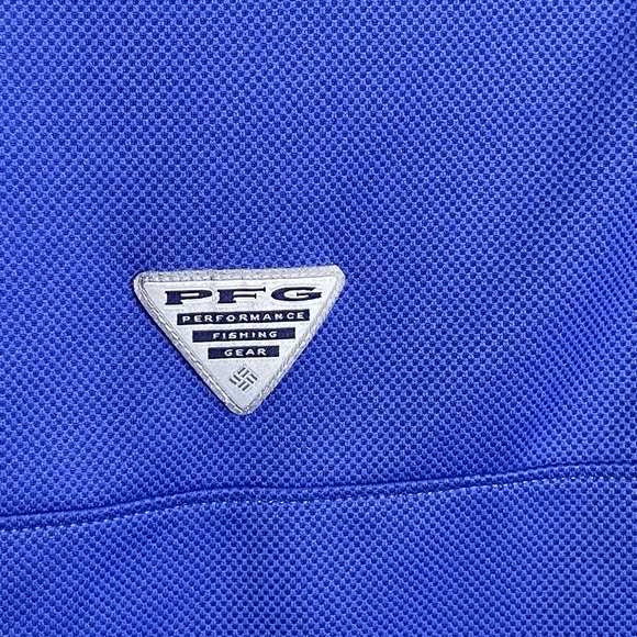 Columbia PFG Blue Knit Vented Fishing Polo Shirt Omni Shade - Picture 11 of 13